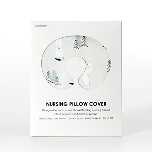 Image of GRSSDER Nursing Pillow Cover Stretchy Minky Removable Nursing Covers for Breastfeeding Pillows, Ultra Soft Comfortable Slipcover for Boy and Girls, Cute Wild Forest Mongooses Pattern