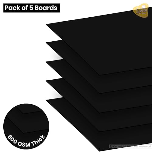 Image of Lakeer A3 Black Mounting Board (Z Black Colour) Pack of 5 Cardstock paper-600 GSM /1mm Thick (Size: 297mm X 420mm)