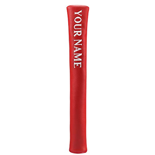 Red Leather Alignment Stick Cover Holds 2 Sticks with Your Name Embroidered