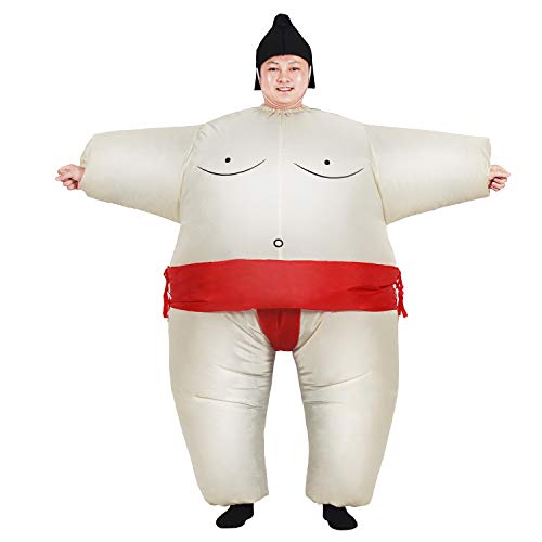Inflatable Adult Sumo Wrestler Suits Wrestling Fancy Dress Halloween Costume One Size Fits Most (Red Adult)