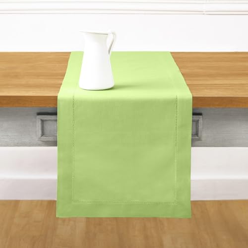 Cotton Linen Table Runner 14 x 120 in, Apple Green