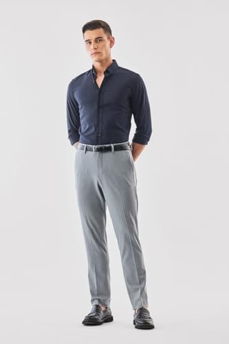 Image of SNITCH Men Formal Trousers | Tailored Pleated Design with Regular Fit & Smooth Texture | Premium Polyester Blend for Office, Meetings & Special Occasions