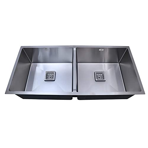 Image of HAPPY HOMES 304 Grade Double Bowl Handmade Kitchen Sink (45 inchx20 inchx10 inch)