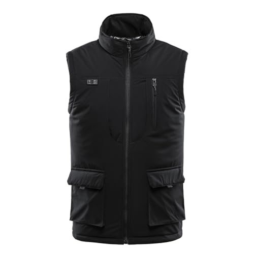 Chaleco Calefactable para Hombres, Chaqueta Calefactora Eléctrica de 11 Zonas con Control Inteligente de Temperatura, Forro Resistente Al Viento, para Exteriores, Invierno, (BLACK)
