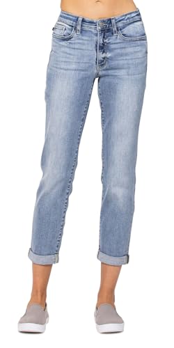 Judy Blue Mid-Rise Bleach Wash Boyfriend Jean - 82335