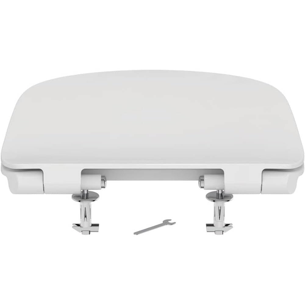 Ideal Standard Tesi deska sedesowa w kształcie litery D, trwała deska sedesowa z funkcją Quick Release do łatwego czyszczenia, wykonana z wytrzymałego duroplastu – biała (370 x 450 x 45 mm)