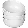 WishDeco Cereal Bowls Set of 4, Soup Bowls, 600ml Breakfast Bowl, Ceramic White Bowl for Dessert, Pasta, Noodle, Salad, Fruit, Microwave & Dishwasher Safe