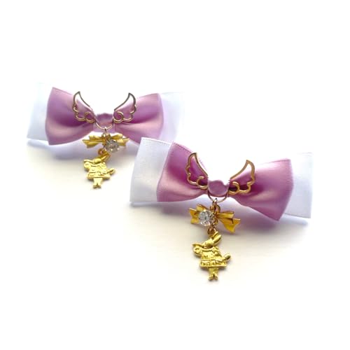 (小野寺屋/ペンギンランド)【ヘアクリップ/左右2個セット】ミニミニアリスのウサギの音楽隊【 ロリータ ゆめかわいい ゴスロリ ヘアクリップ ヘアピン ヘアアクセサリー コスプレ 量産型 地雷系】 (薄紫×ホワイト)