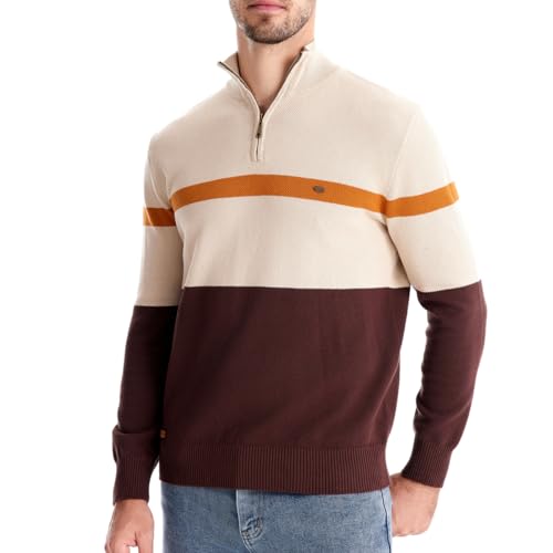 Mens Quarter Zip Pullover Sweater Turtleneck Mock Neck Strip Polo Sweaters for Men3
