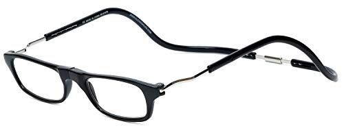 CliC XXL Adjustable Front Magnetic Connect Expandable Reading Glasses; Black 2.5
