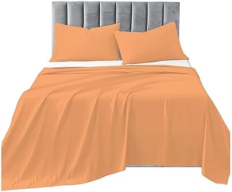 R&Z Plain Luxuary Polycotton Flat Sheets Single, Double, King, S King (Latte/Mocha, King)