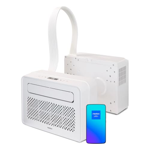 MEDION P502 Smarte Split Klimaanlage (für Wohnwagen Wohnmobil Camping Boot Bus Camper Caravan Mobilheim inkl. Montagekit 5000 BTU Kühlen Entfeuchten und Ventilieren Schlafmodus MD37735)