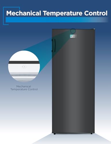 BLACK+DECKER 8.5 Cu. Ft. Upright Freezer, Stand Up Freezer with Mechanical Temperature Control, Freezer Upright with 3 Shelves and 4 Door Bins, Manual Defrost, R600a Refrigerant, BUF850LB, Black on Fridge.com