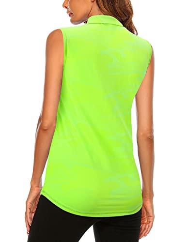 Image of Koscacy Women's Sleeveless Golf Tennis Polo Shirts Zip Up Dry Fit Workout Tank Tops Athletic Shirt