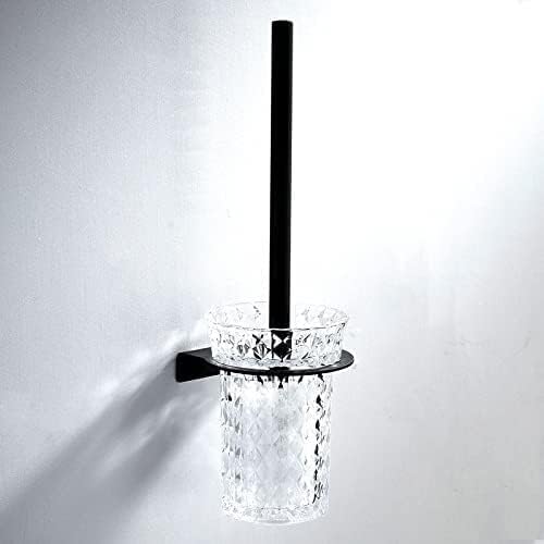 Toilet Brush Holder Toilet Bowl Brush Toilet Brush Holder Black Stainless Steel Wall Mounted Bathroom Toilet Brush with Cup Set Hardware Bathroom Accessories Toilet Brush Toilet Brush