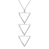 Long Chain Necklace S925 Sterling Silver 3 Triangle Large Statement Pendant for Women Jewelry