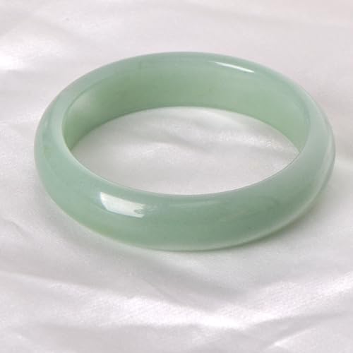 Green White Natural Jade Bangle Bracelet for Women Healing Protection Good Luck Natural Gemstone Fengshui Jewelry for Wife Mother's Day Gift for Mom (Light Green, 54-56mm diameter)3