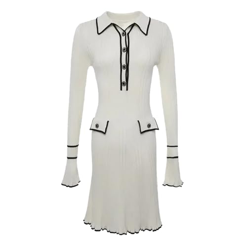 Ensemble robe pull élégant avec détails volants style tailleur