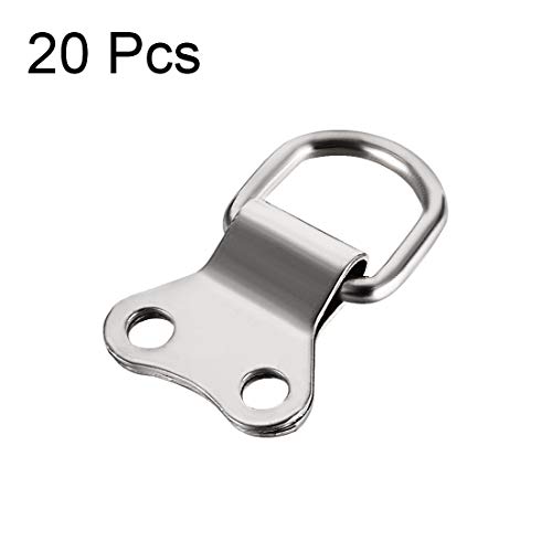 Image of uxcell D Ring Picture Hangers, 36mm x 22mm Silver Tone Assortment Kit for Photo Hanging Solutions, 20 Pcs
