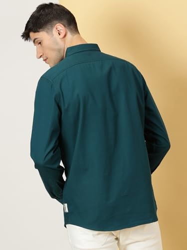 Image of Thomas Scott Men's Cricket Club Collection Classic Regular Fit Twill Shirt | 100% Cotton Long Sleeve Solid Shirt with Button Down Collar (Available in Plus Size)