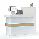 TUSY 42.2' H Modern Reception Desk with Drawer - Small Front Desk with Adjustable LED Light, Reception Room...