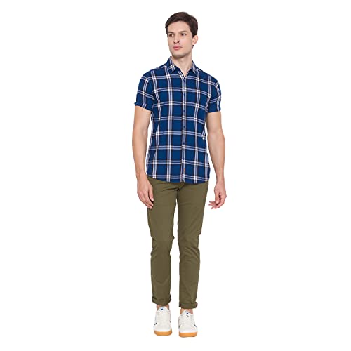Image of Spykar Men's Slim Shirt (8907966635388 Teal Blue 2XL)