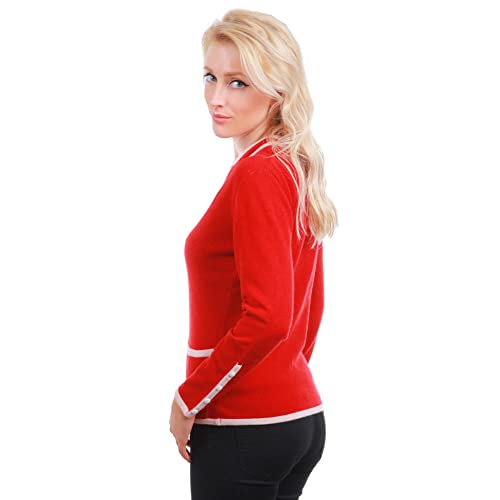 Zweifarbiges Twin-Set, 85% Kaschmir und 15% Seide, rot, M (38/40)