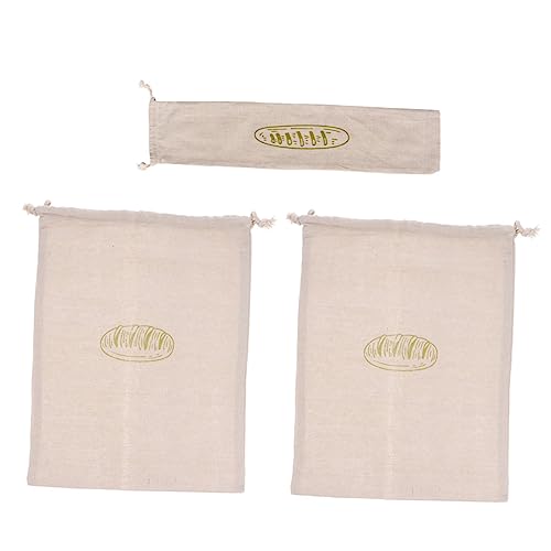 Bolsas de lino para pan de alta densidad UPKOCH reutilizables con cordon de algodon set 3 2