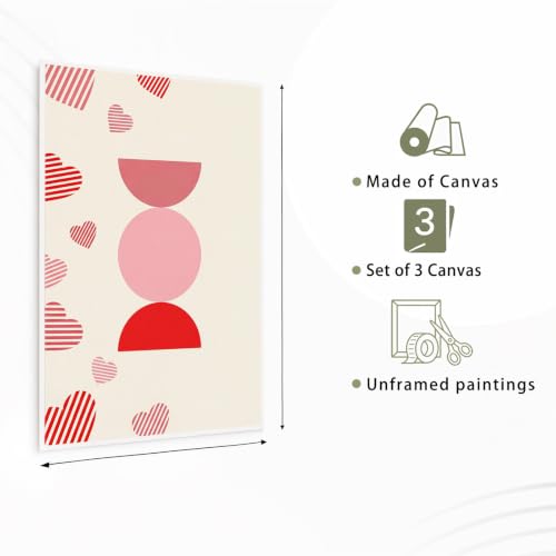 Impression sur toile minimaliste lot de 3 affiches cœur rose 40x60 cm - 4