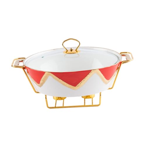 Gcljlmy Chafing Dish - Set di utensili da cucina multiuso con manico e grande capacità, vassoio da portata, server buffet per matrimoni, casa (rosso)