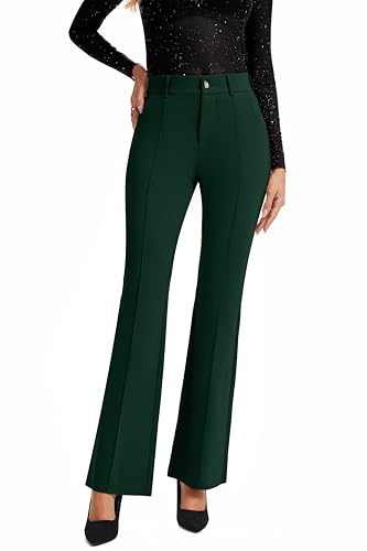 FUNYYZO Dress Work Pants Women's Stretchy Bootcut Leg Button Slacks Trousers with Pockets Casual Outfits4