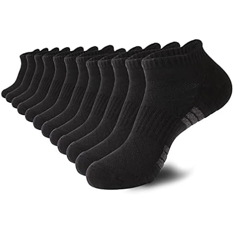 BUDERMMY Ankle Athletic Running Socks for Men Women Trainer Socks Anti-Blister Cushioned Low Cut Breathable Cotton Sports Socks (6 Pairs) (Black, 9-12, numeric_9) Cover