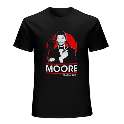 Basic diary Roger Moore The Best Bond British Spy Secret Agent 00 Double O herr T-shirt svart, svart, XXL
