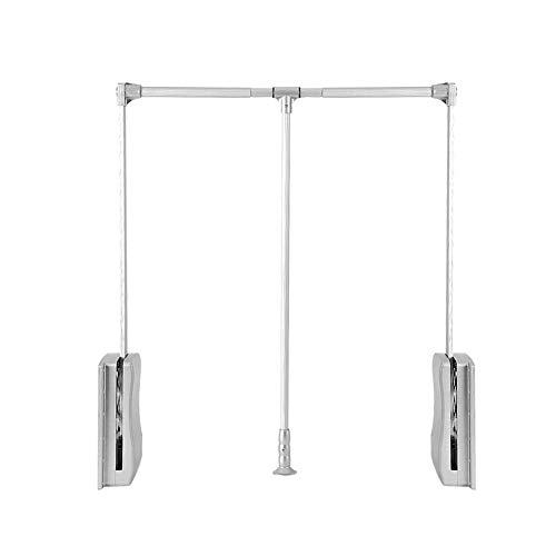 zyl Riel para Armario Tubo de alúmina plástico Elevador/abatible Ancho Ajustable Armario riel para Colgar Ropa Retorno Suave Ahorro de Espacio (830-1150 mm)