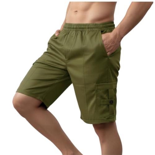 Image of NINQ Men's Half Cargo Shorts Featuring a Slim Yet Relaxed fit, Designed for Comfort. Stylish Casual Shorts with Functional Pockets, Perfect for Casual wear.