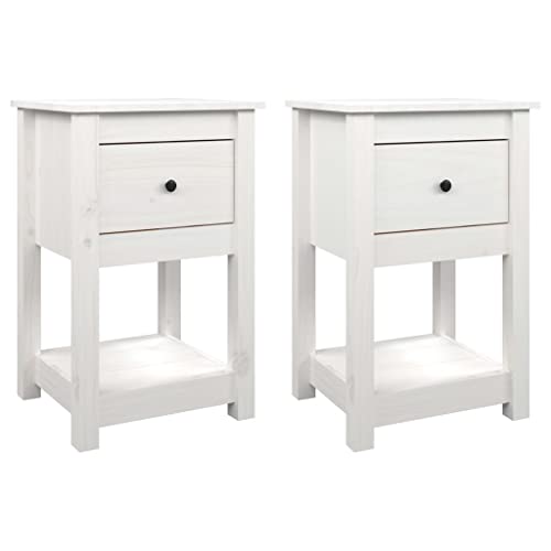 Madera maciza de pino en estas mesillas de noche blancas pack de 2 armarios de almacenamiento duraderos 3