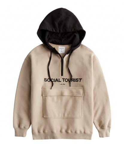 Image of FUNKY MONKEY Men's Color Block Hoodie Sweatshirt with Kangaroo Pocket | Cotton Blend Pullover Hooded Sweatshirt | Casual Streetwear Winter Hoodie for Men