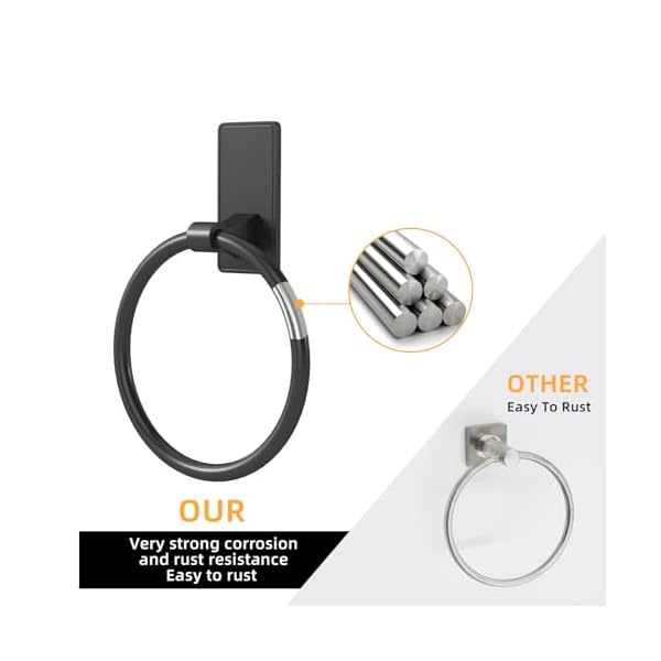 Toallero para baño, soporte autoadhesivo de acero inoxidable SUS304 para baño, cocina, color negro mate