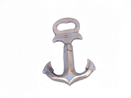 Hampton Nautical Brushed Nickel Anchor Cork Screw Theme Decorating Bottle Opener, 6"