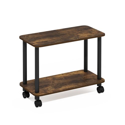 Furinno Turn-N-Tube Night Stand, 2-Tier Rectangle Nightstand with Wheels, Round Corner Side Table, End Table with Open Shelf, Toolless Assembly, for Living Room, Bedroom, Amber Pine - image 6