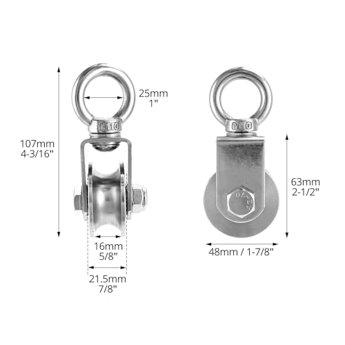 QWORK® Heavy-Duty Cable Pulley Wheel - 500 kg Load Capacity – 48mm Wheel - Stainless Steel Pulley Fits Ropes Up to 10 mm - Image 5