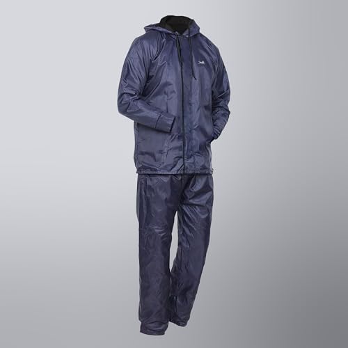 Image of TVS Unisex Double Layer Polyester Raincoat with Pant and Adjustable Drawcord for Hoodie