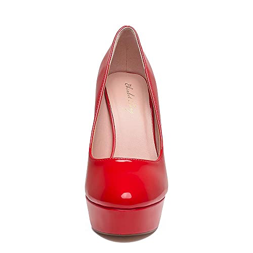 Image of Elisabet Tang Women's Platform High Heels Pumps Shoes Peep Toe 5.5 inch Stilettos Slip On for Dress Wedding Party Prom