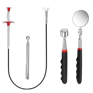 HERKINDNESS Calamita Telescopica, 4 Pezzi Pinza Raccogli Oggetti, Magnetico Calamita Telescopica Sollevatore, Flessibile e Retrattile, per Raccogliere Utensili, Riparazione, Ispezione