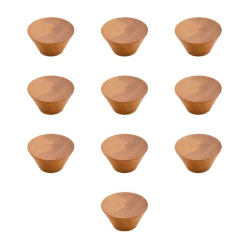 Image of 10 Pack Natural Wood Drawer Knobs - Teak Wood Cabinet Door Knobs for Kitchen Cabinets, Cupboards, Dressers & Wardrobes | 1.5 Inch-| 3 Years Warranty |