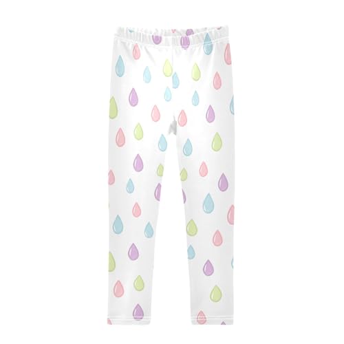 Colored Raindrops Girls Leggings,Workout Leggings for Girls Toddler Athletic Leggings Size for 3-10T