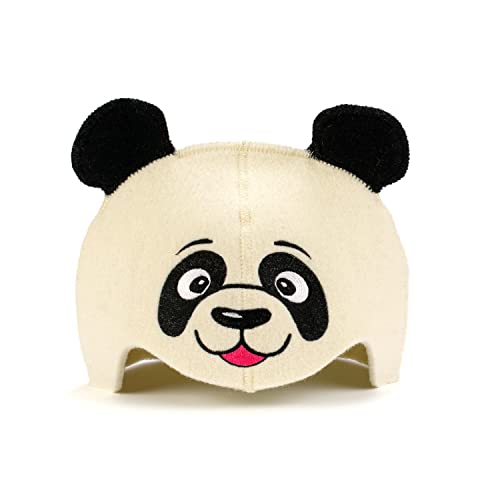 Natural Textile Gorro de Sauna 'Sauna Panda' Blanc - Sombreros de Lana 100% Orgánica - Protección capilar del calor - Incluye guía eBook de saunas en inglés - Bordados Cover
