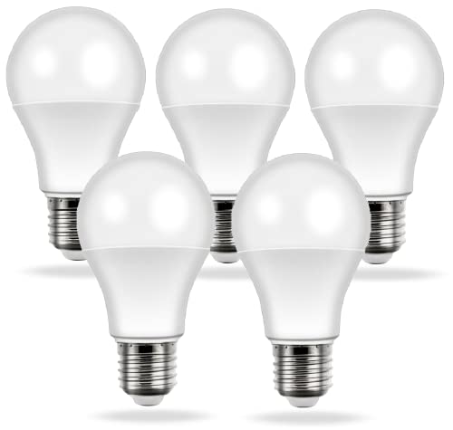 Pack 5 Bombillas LED Clásicas AVILA Casquillo E27 con 1020 Lúmenes IP20 · Lámpara Esférica LED A60 de 12W 4500K Luz Blanca Neutra · Medidas: 123mmx60mm Cover
