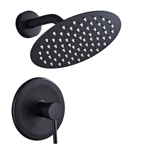 Sanitemodar Douche Encastrée Noir, Colonne de Douche Encastrée avec 20cm Douche de Tête, Mitigeur Douche Encastre avec Douchette