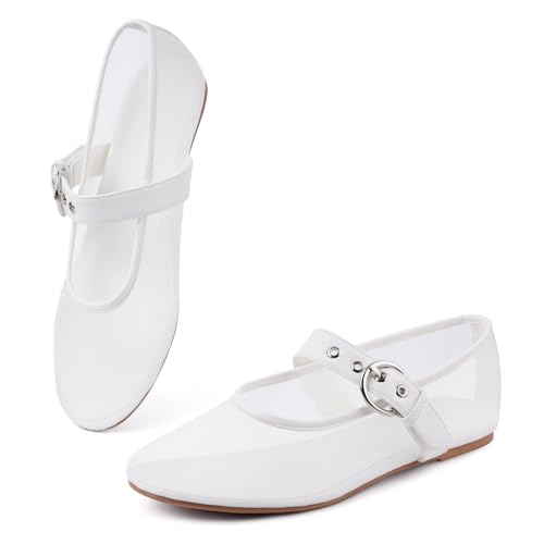 Image of Ballet Flats Mesh Shoes for Women Mary Janes Flats | Wide Feet Options, Woven Mesh Flats, Soft Cushion, Comfortable Ballerina Flats, Casual, Dress Shoes, Daily, Work, Versatile